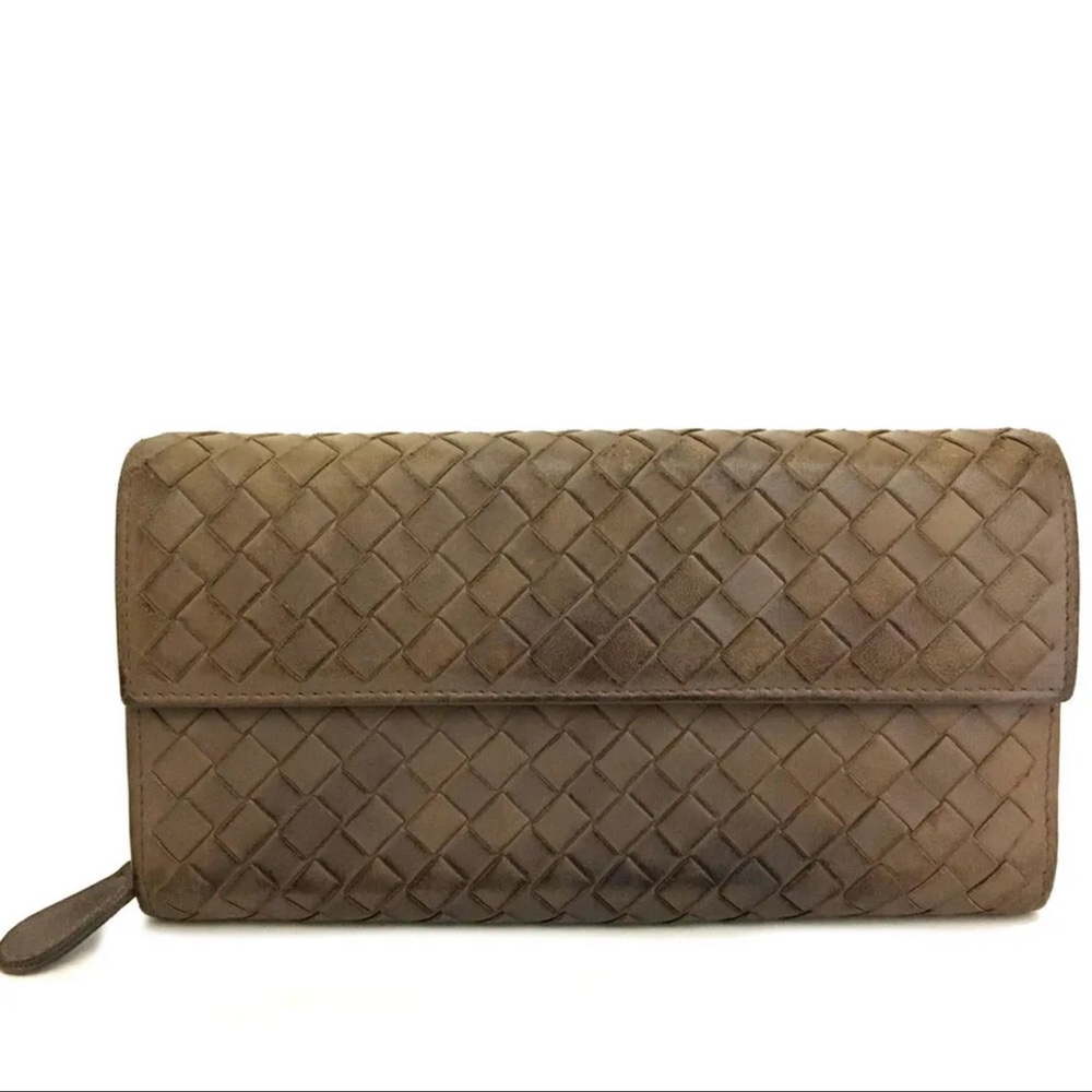 Bottega Veneta Intrecciato Lambskin Long Bifold Wallet /1D2716